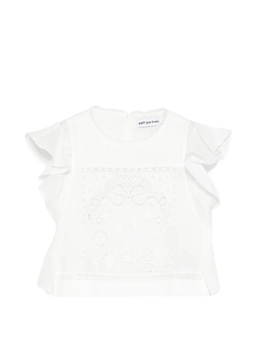 Self Portrait White Lace Frill Top
