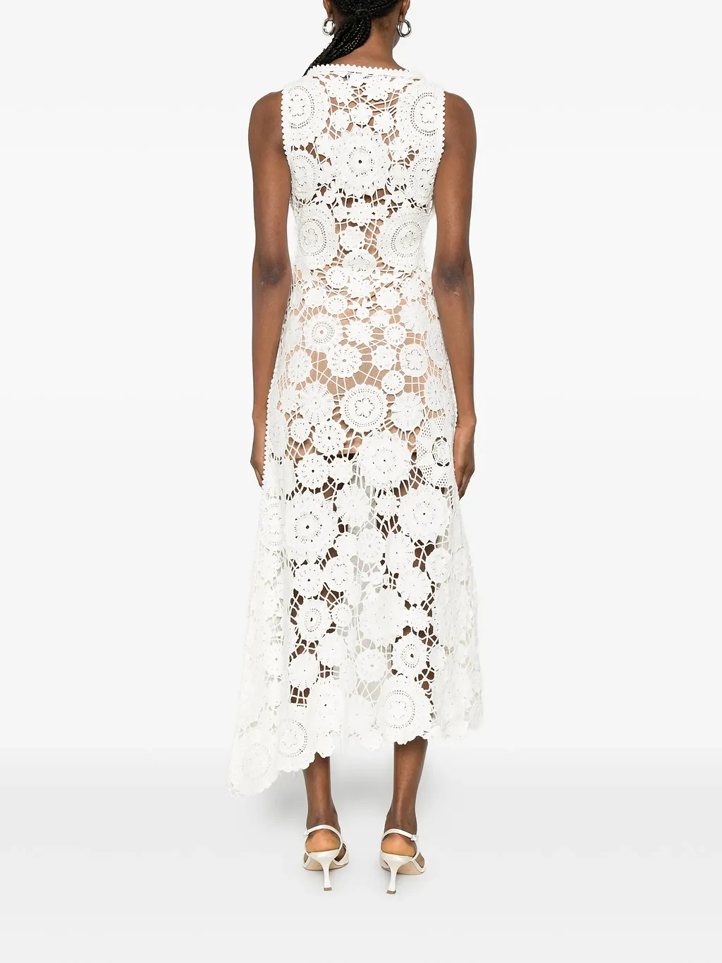 Self Portrait White Crochet Maxi Dress