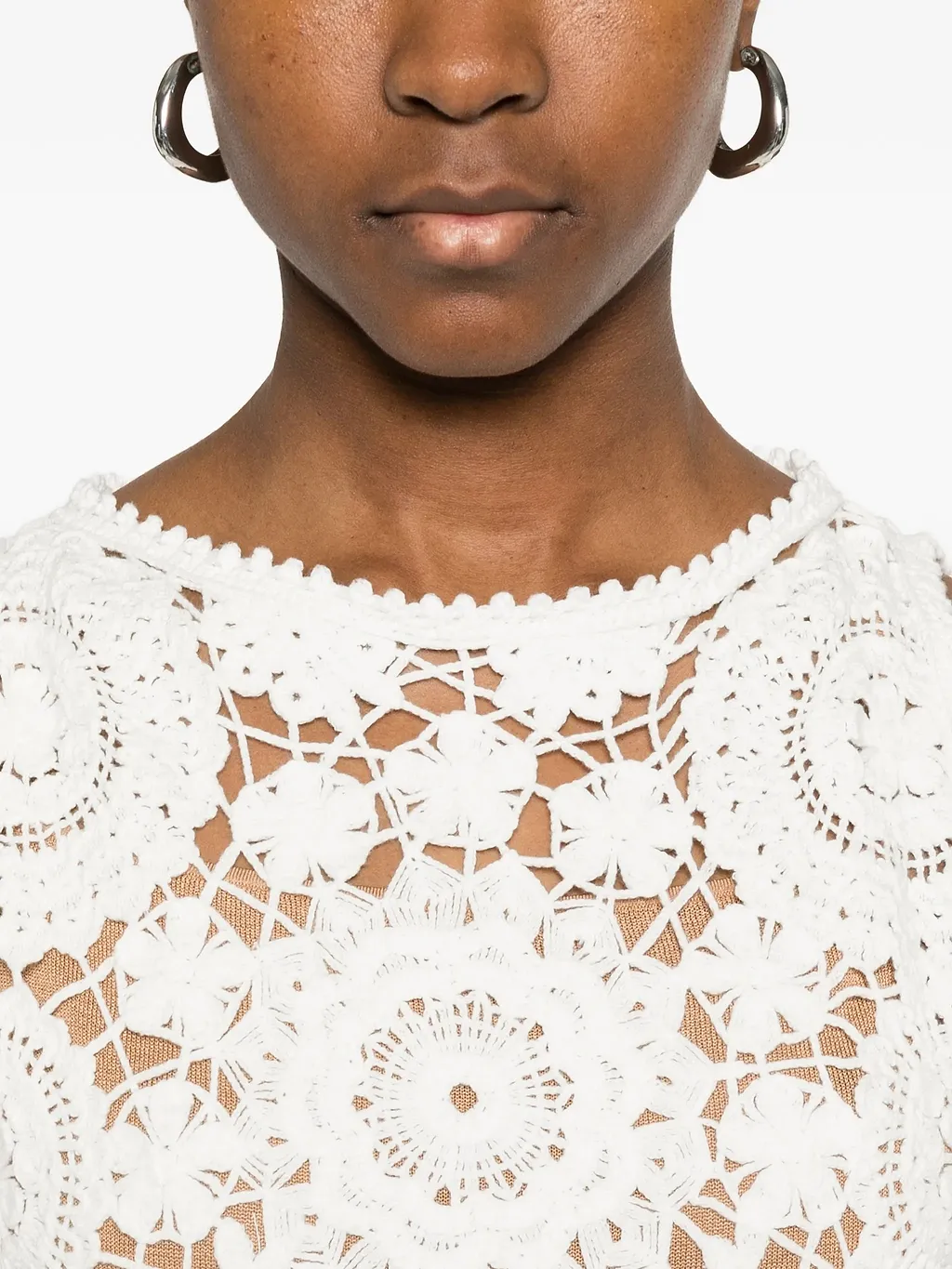 Self Portrait White Crochet Maxi Dress