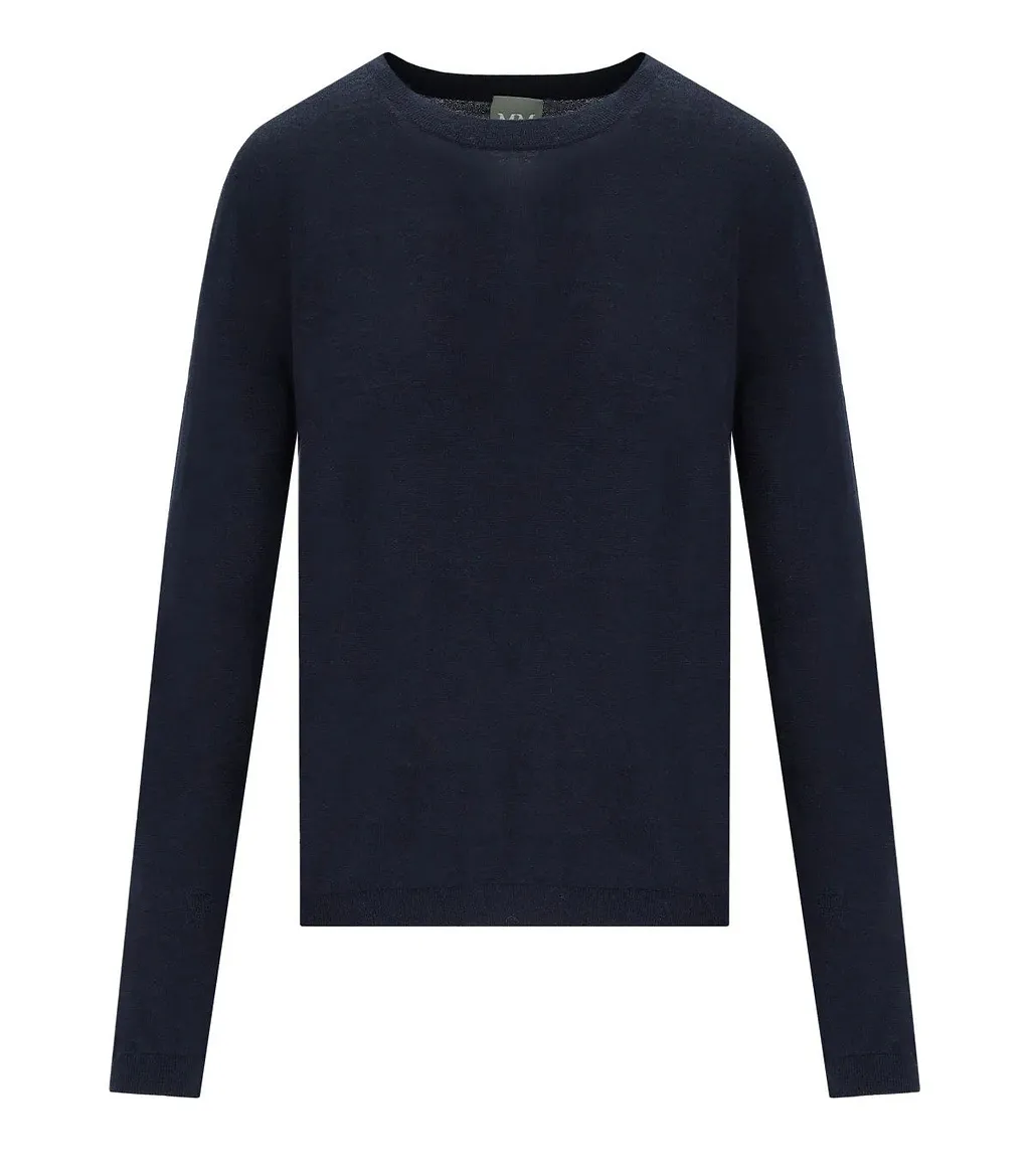 Mm Max Mara Malesia Navy Blue Crewneck Sweater