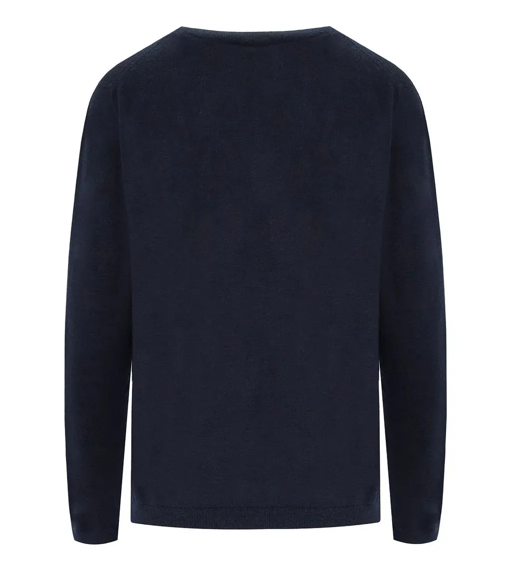 Mm Max Mara Malesia Navy Blue Crewneck Sweater