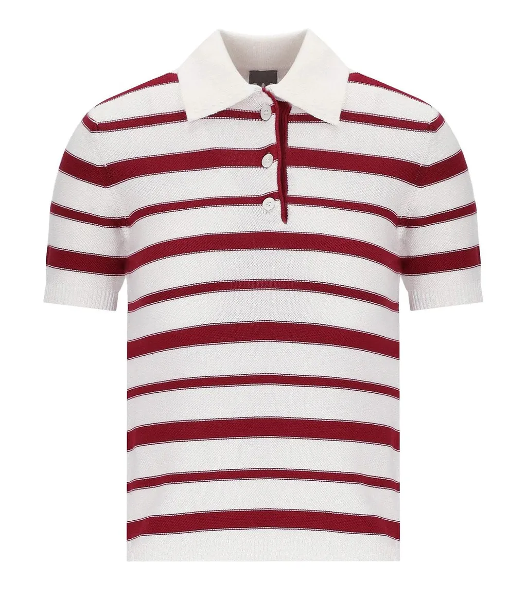 Mm Max Mara Carioca Striped Knitted Polo Shirt