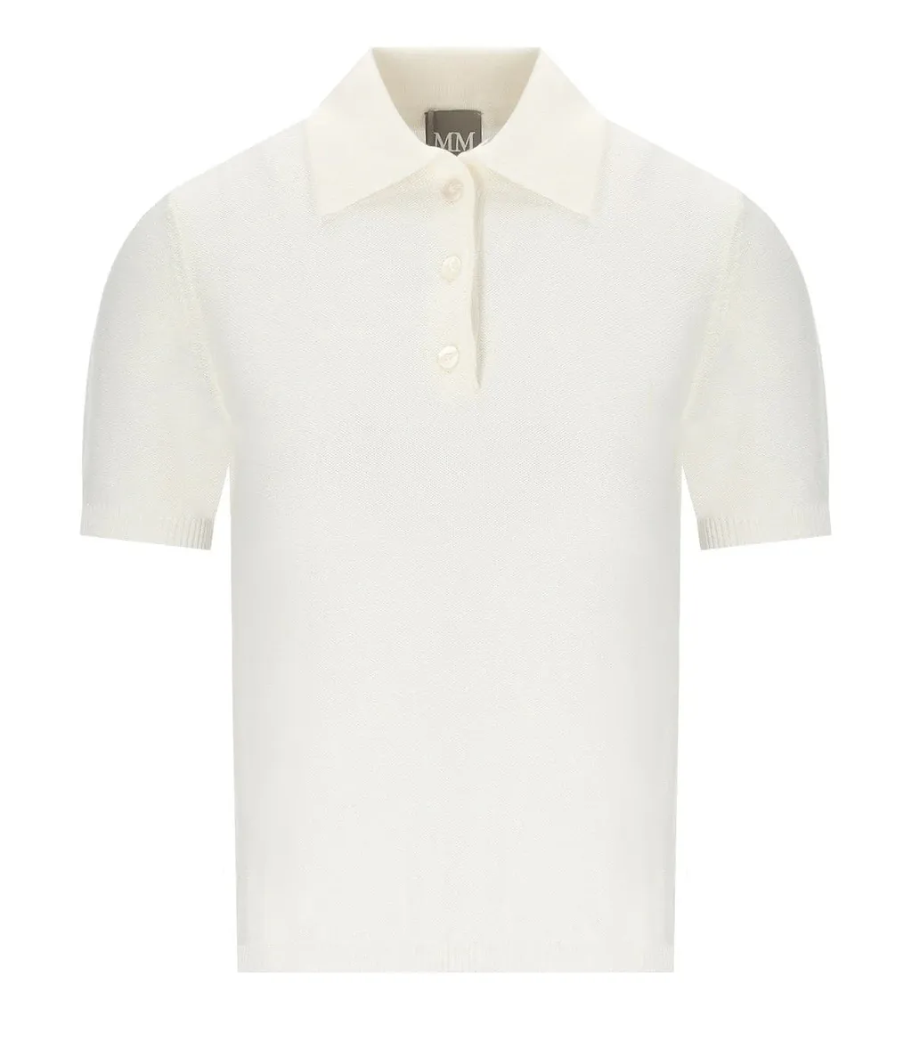 Mm Max Mara Carioca White Knitted Polo Shirt