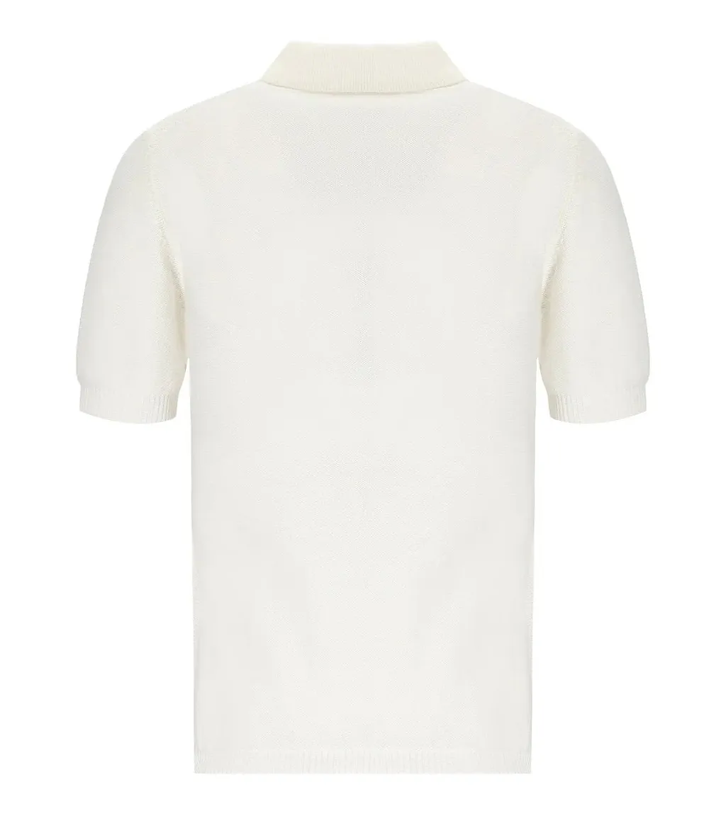 Mm Max Mara Carioca White Knitted Polo Shirt