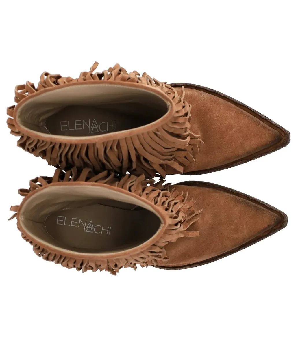 Elena Iachi Brown Texan Boot With Fringes