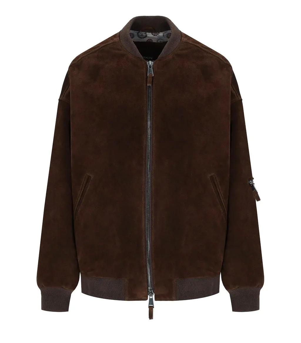 Myskin Dark Brown Oversize Bomber Jacket