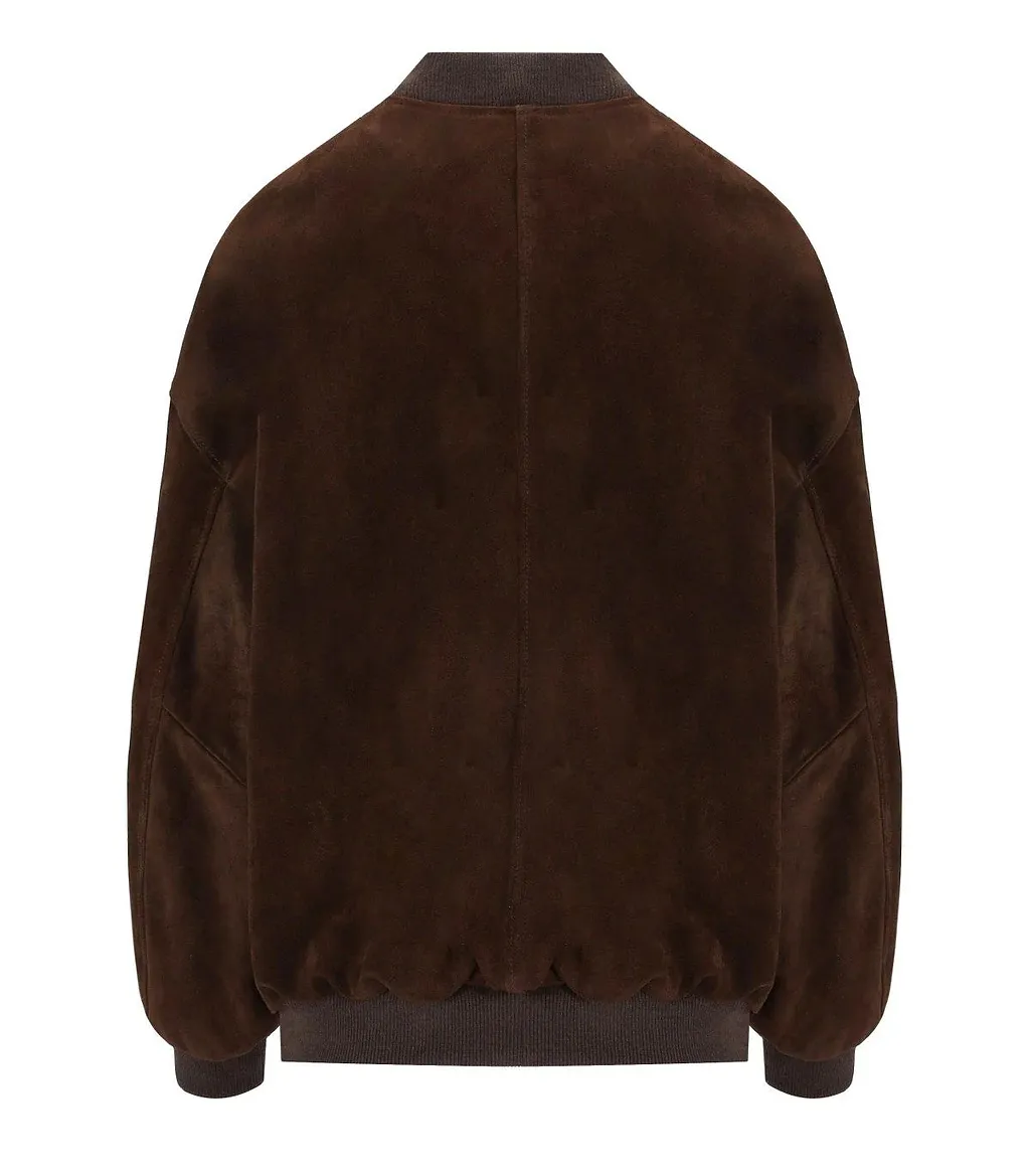 Myskin Dark Brown Oversize Bomber Jacket
