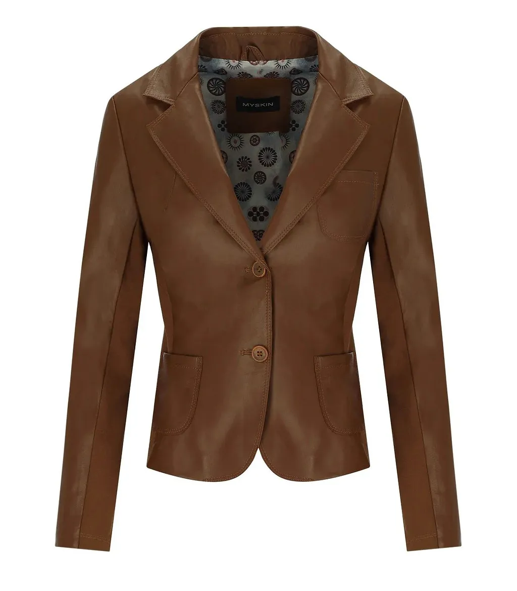 Myskin Brown Basic Single Breasted Blazer