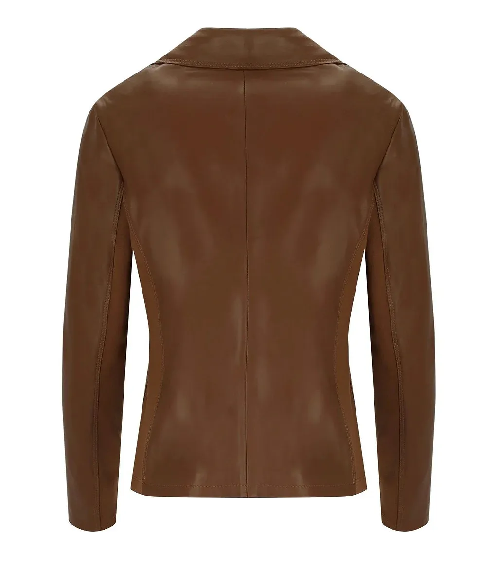 Myskin Brown Basic Single Breasted Blazer
