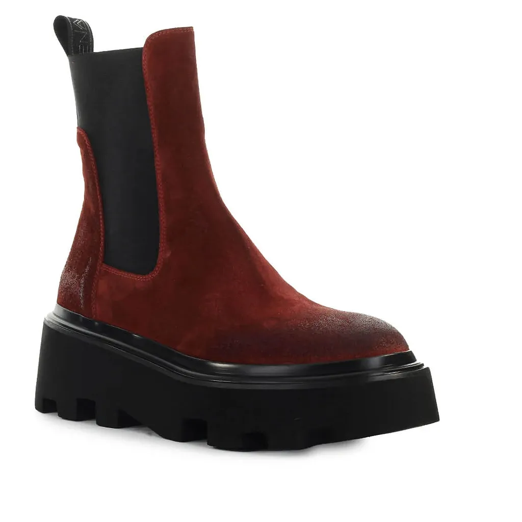 Elena Iachi Red Suede Chelsea Boot