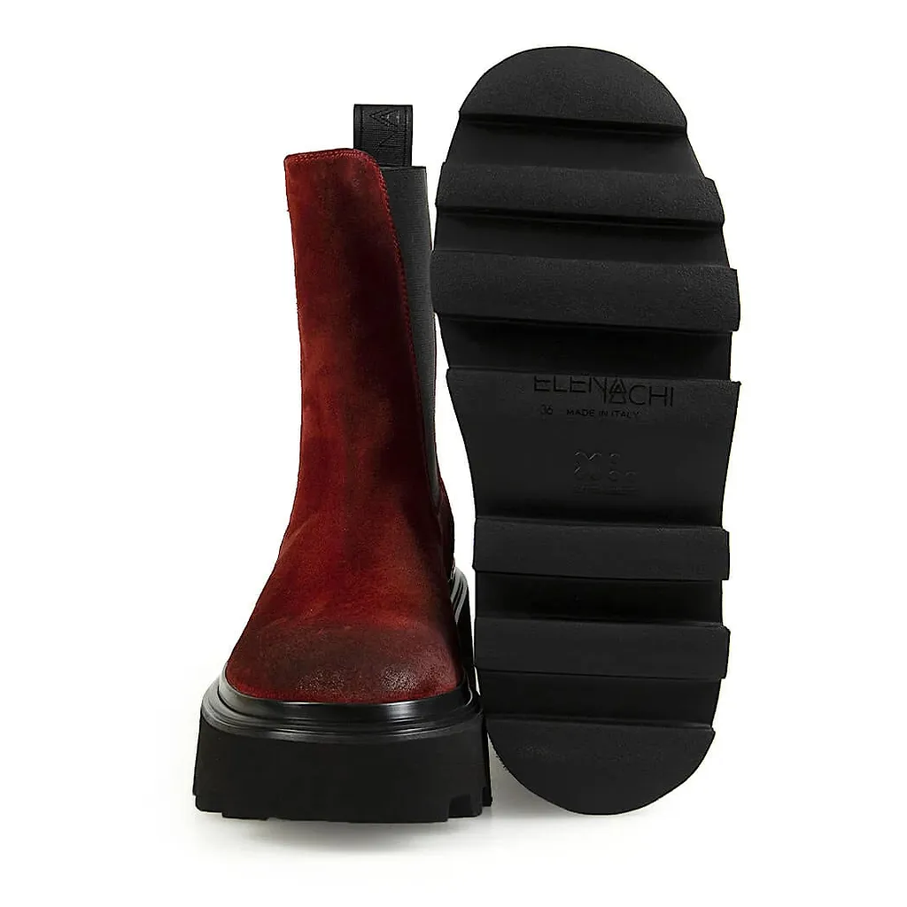 Elena Iachi Red Suede Chelsea Boot