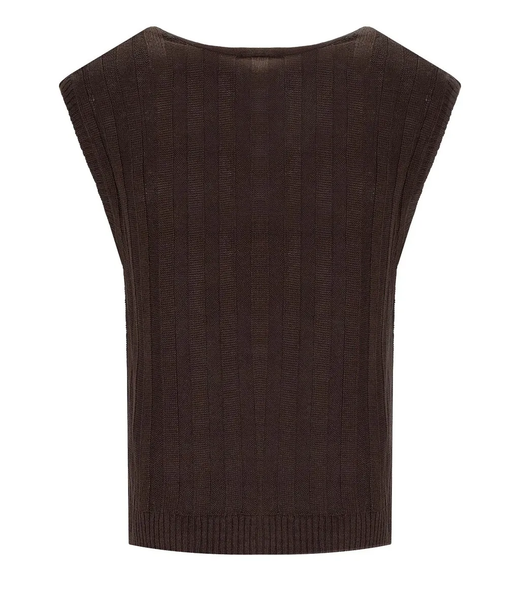 Mm Max Mara Ranghi Brown Knitted Vest