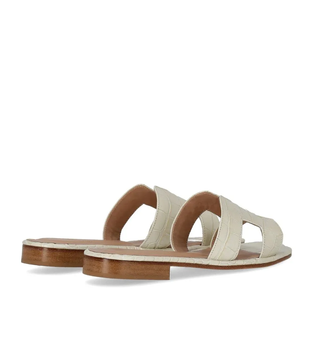 Paolo Ferrara Croco Print White Sandal