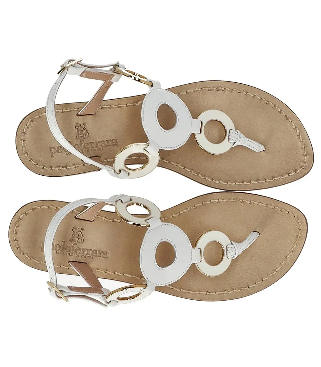 Paolo Ferrara White Jewel Sandal