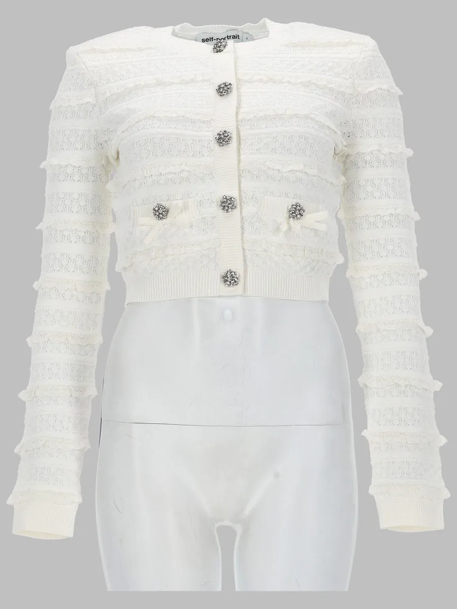 Self Portrait Cardigan Traforato Con Strass