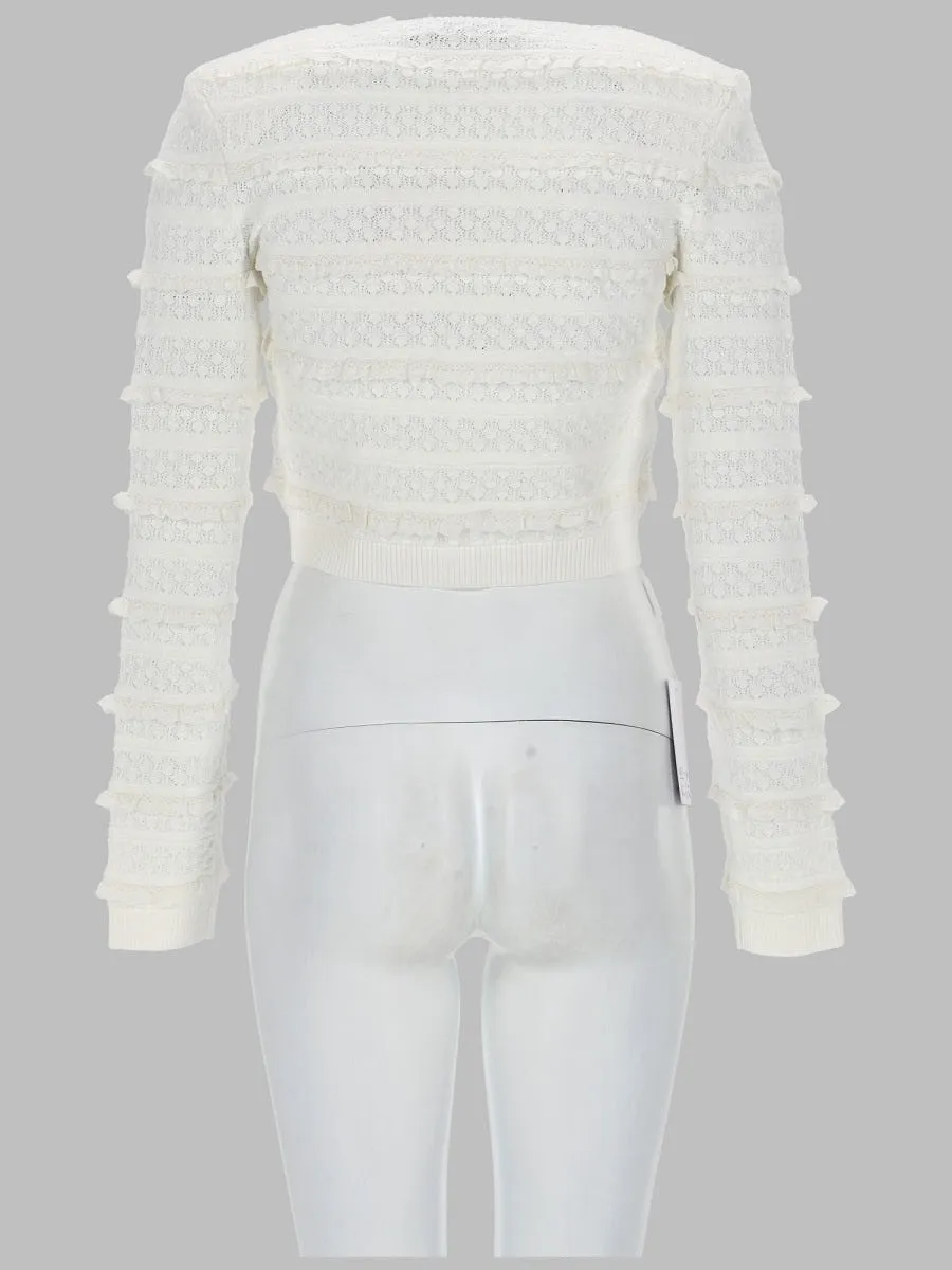 Self Portrait Cardigan Traforato Con Strass