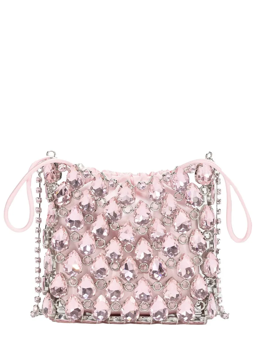 Self Portrait Borsa Mini In Maglia Metallica Con Cristalli