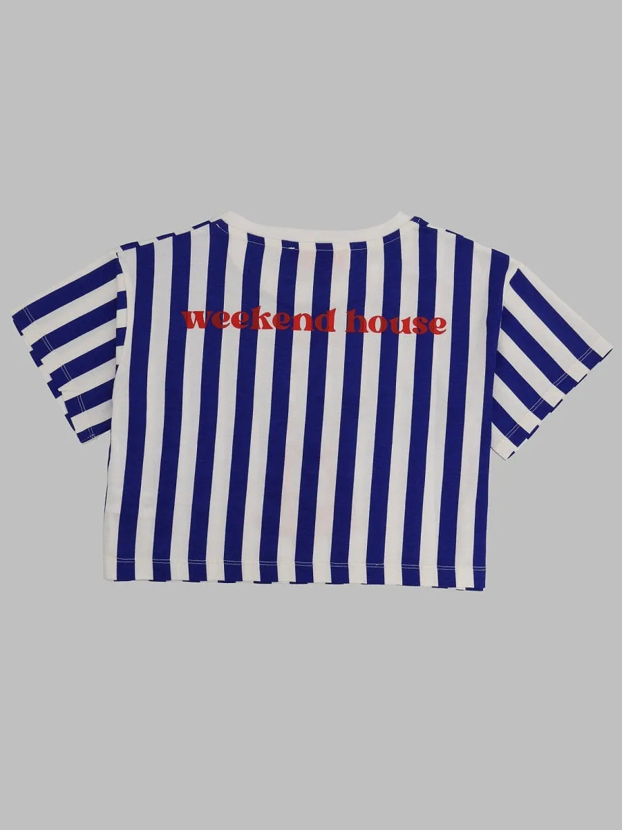 Weekend House Kids Gum Stripes Crop T Shirt