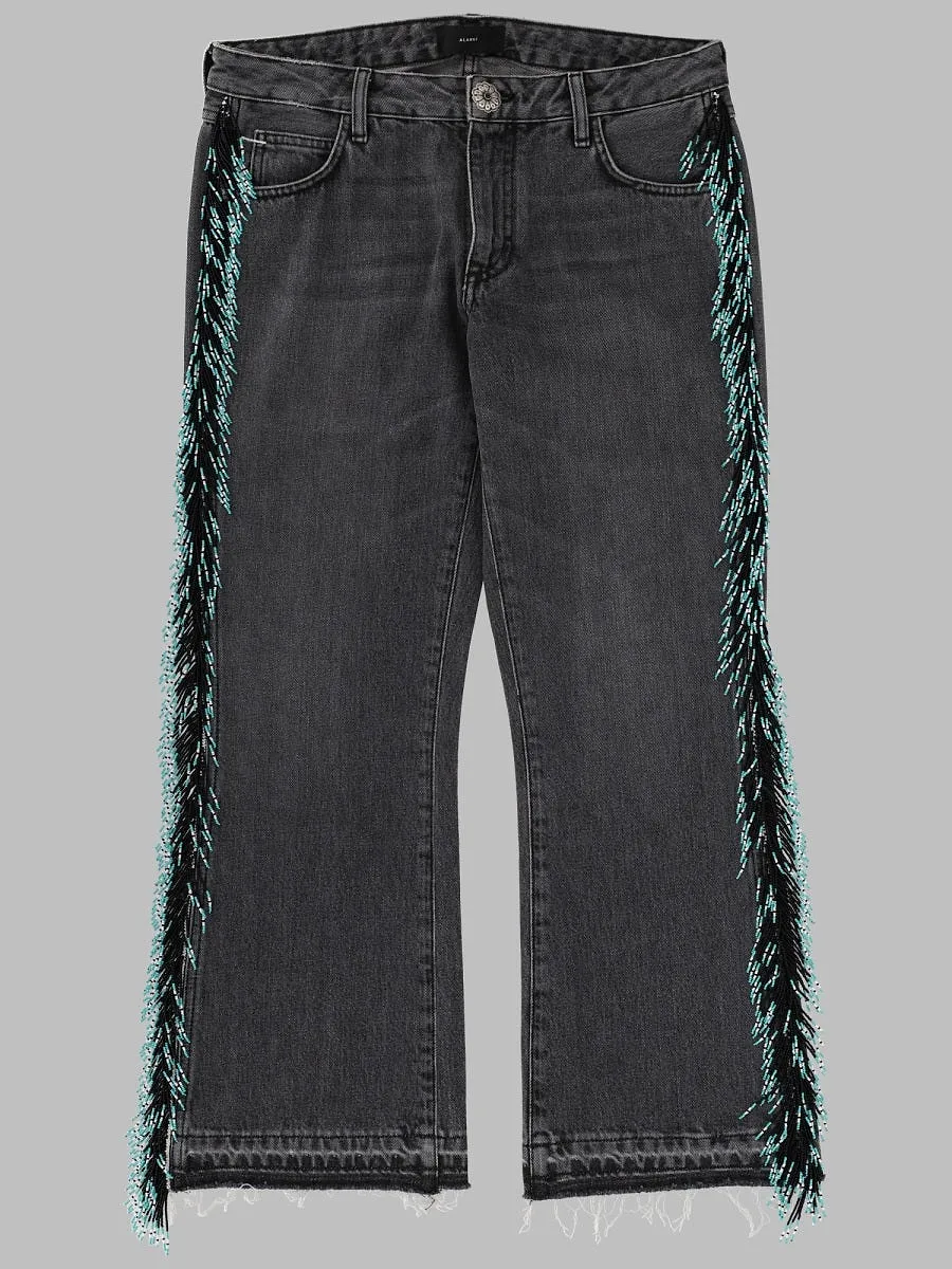 Alanui Jeans Con Frange Di Perline