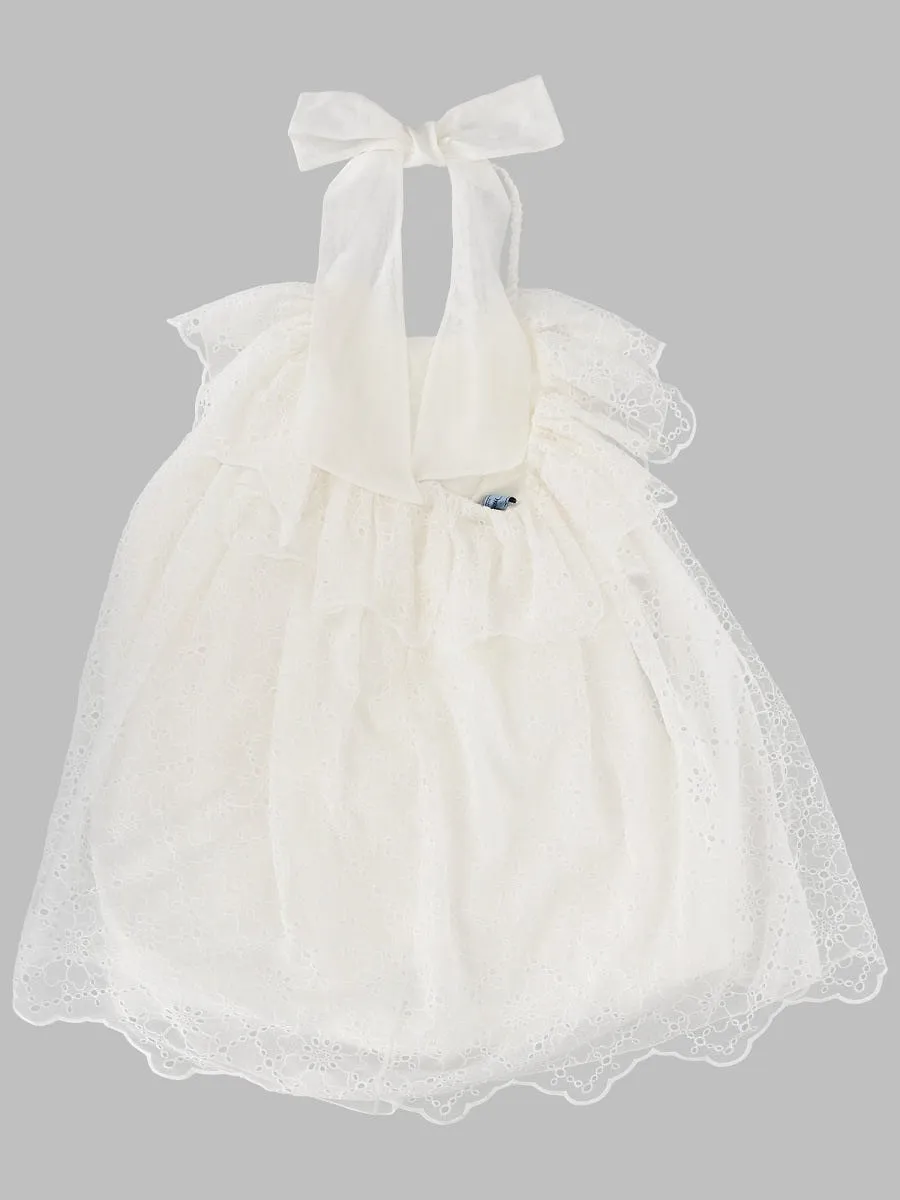Mimisol Bow Embellished Sangallo Dress