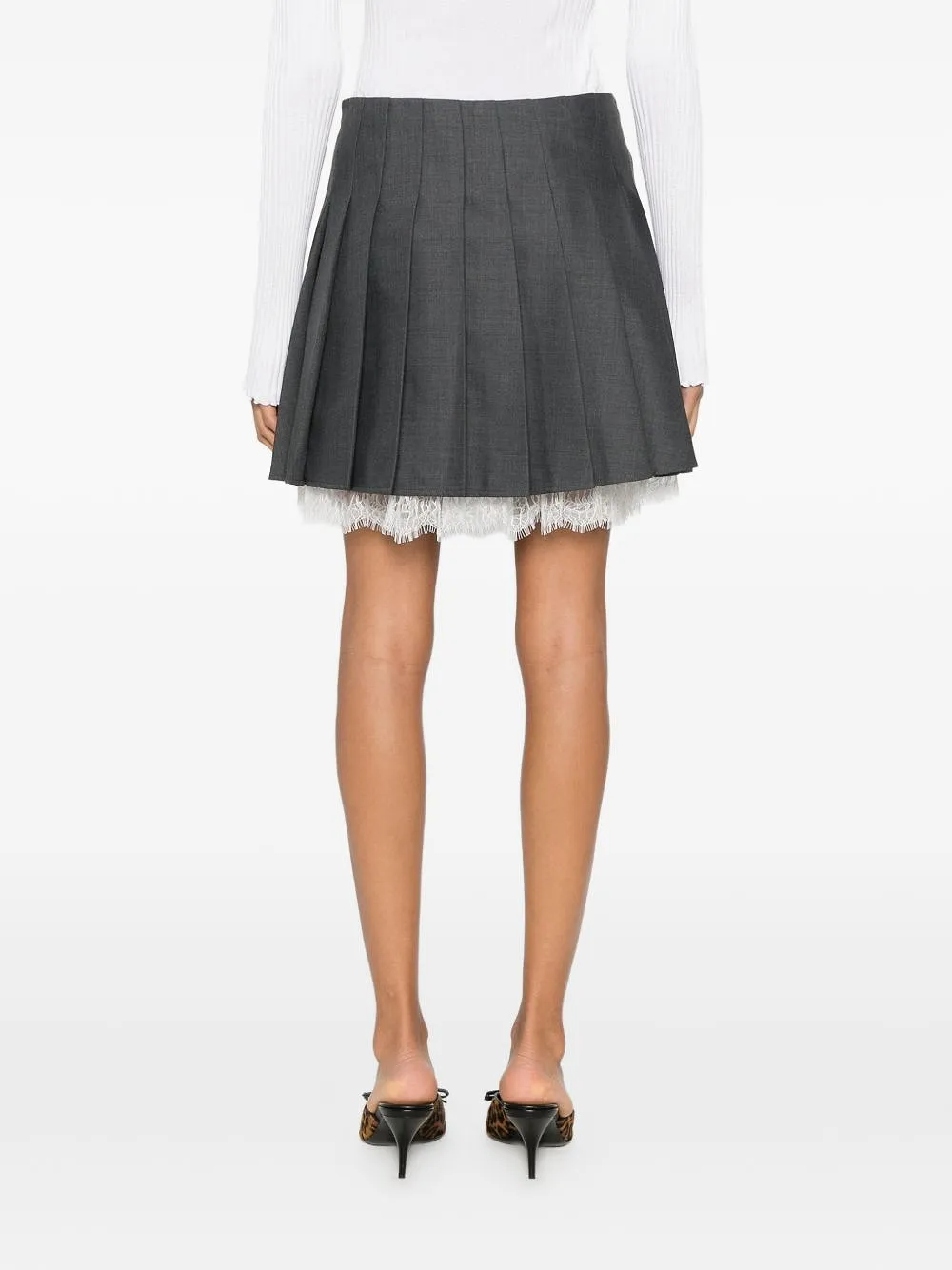 Self Portrait Wool Pleated Mini Skirt