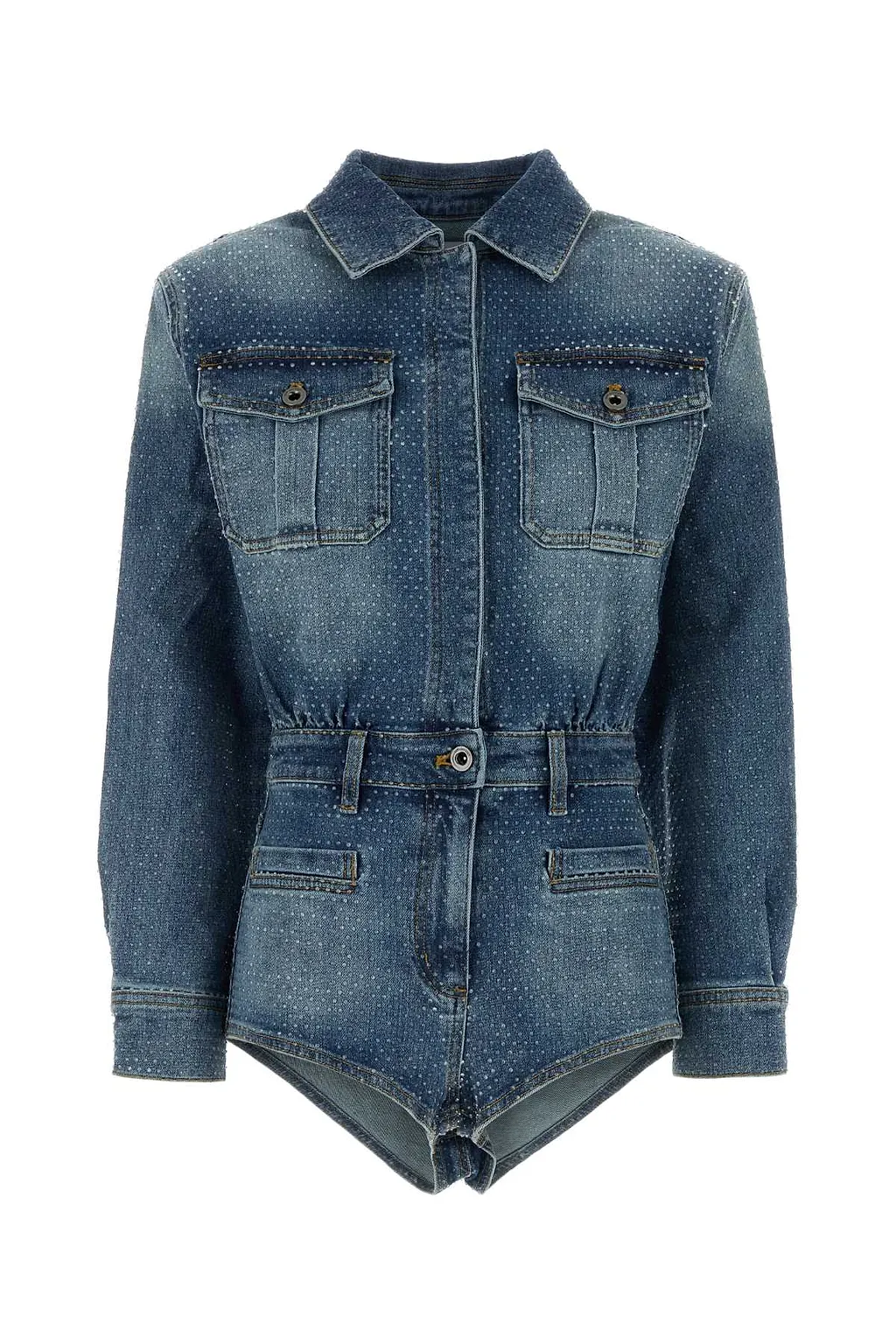 Self Portrait Embellished Denim Jumpsuit