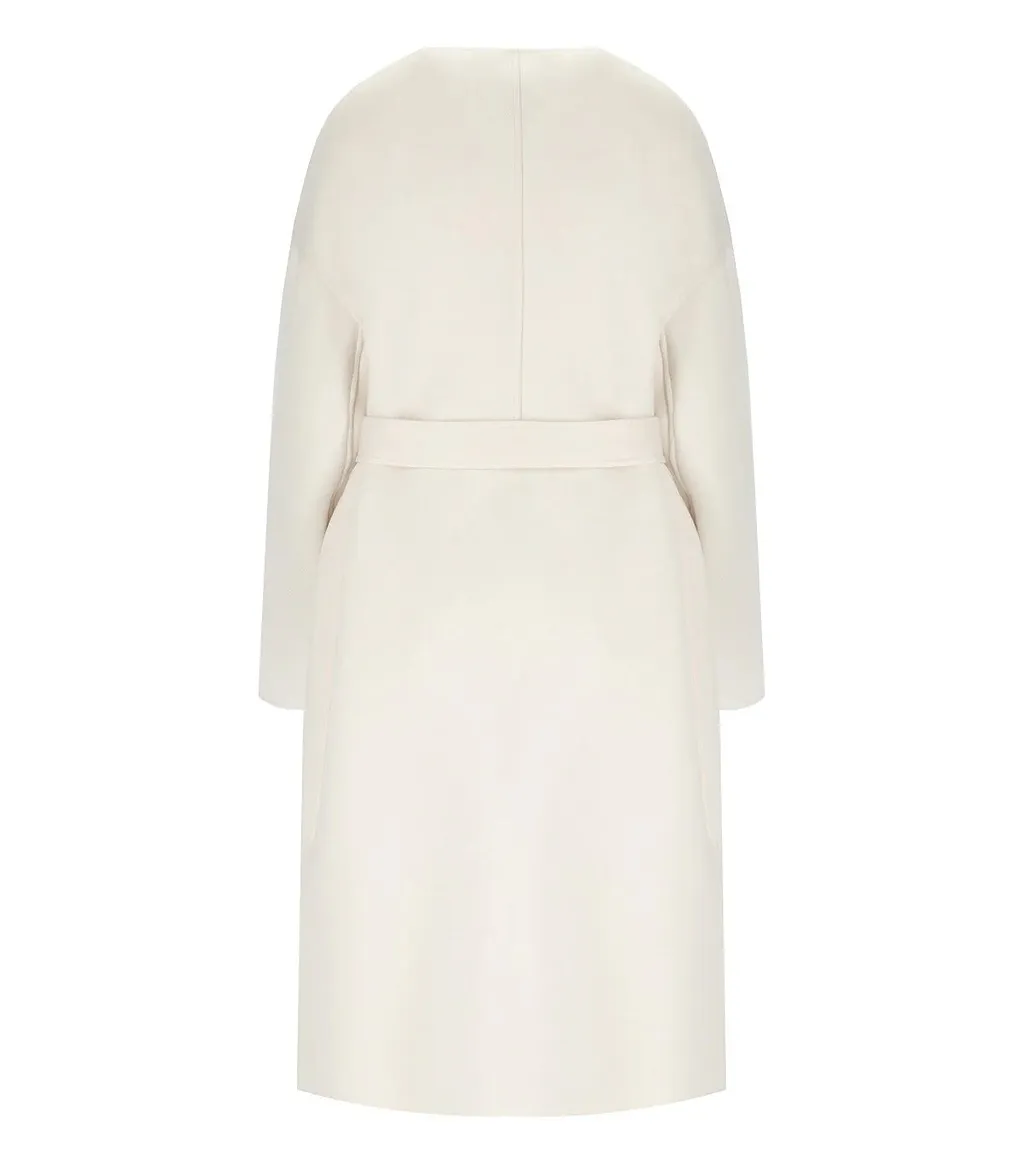 Mm Max Mara Stilla White Belted Coat
