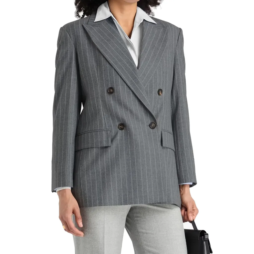 Brunello Cucinelli Pinstriped Wool Blazer