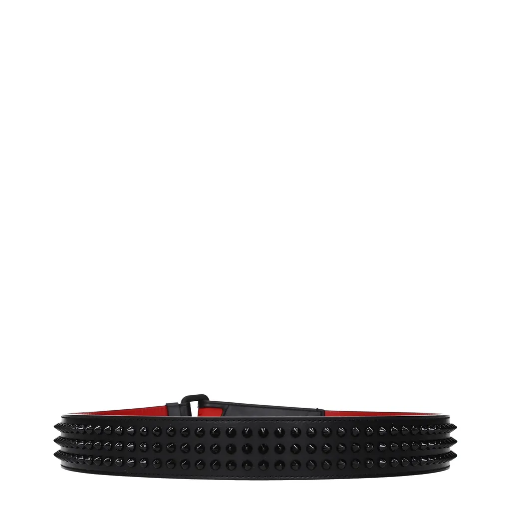 Louboutin Loubi Belt Men Black Leather