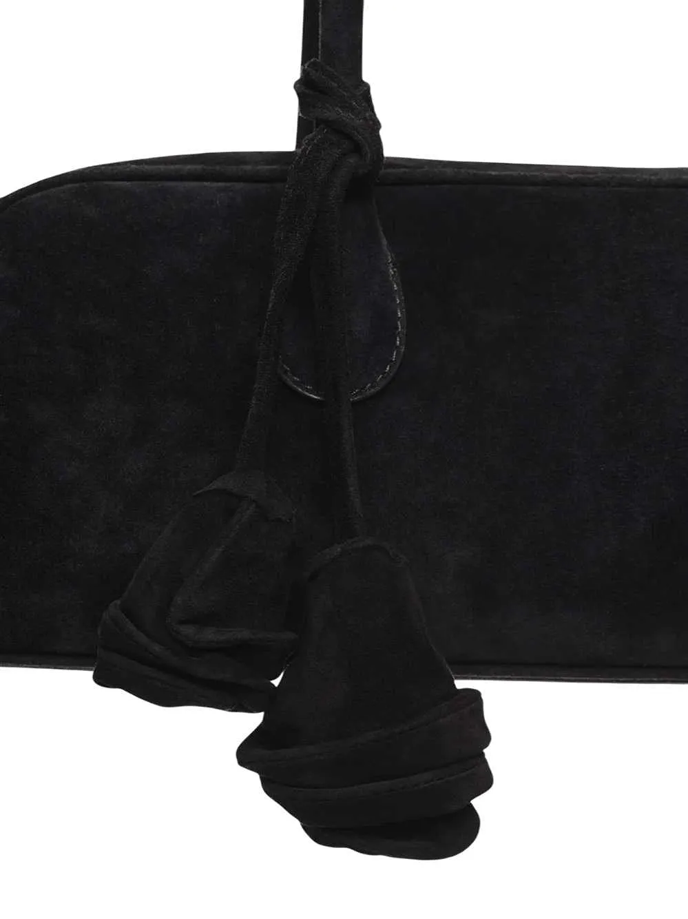 Magda Butrym Brigitte Trapeze Bag In Black Suede With Flower Charm