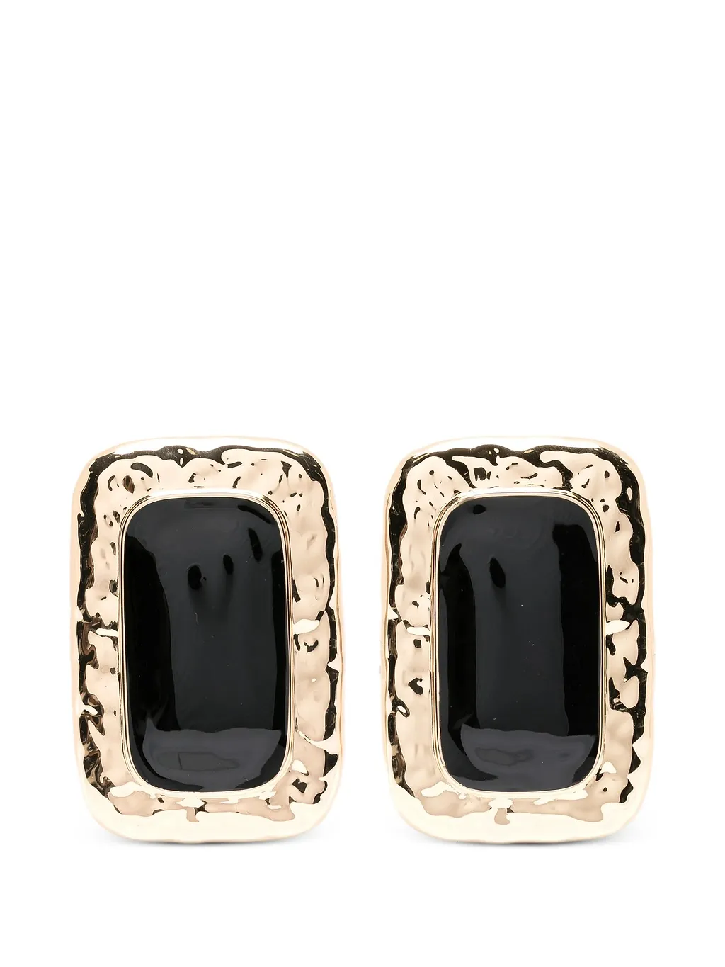 Self Portrait Large Mottled Gold Black Earrings