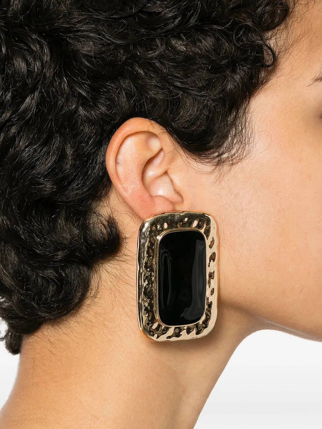 Self Portrait Large Mottled Gold Black Earrings