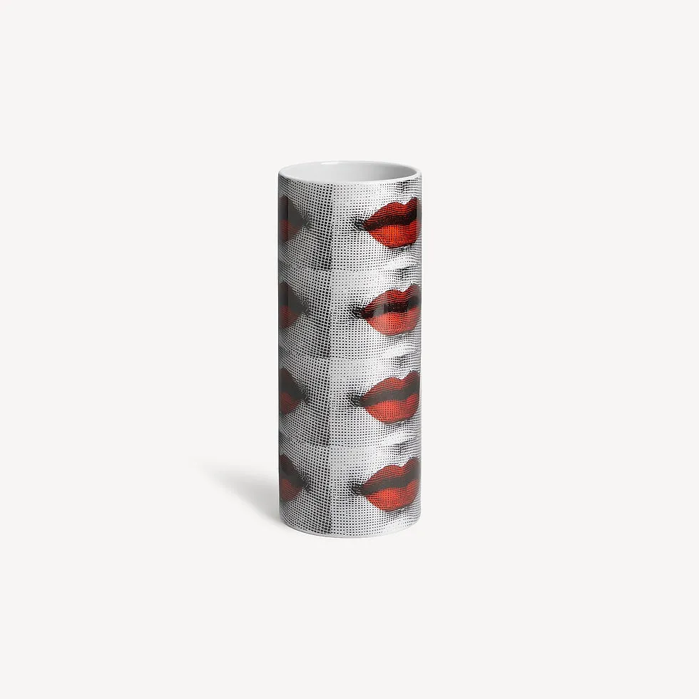 Fornasetti Vaso Piccolo Bocche Nero/Rosso/Bianco