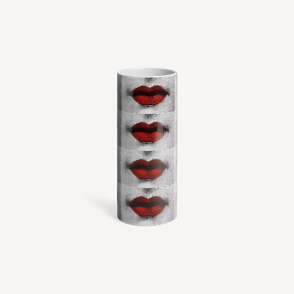Fornasetti Vaso Piccolo Bocche Nero/Rosso/Bianco