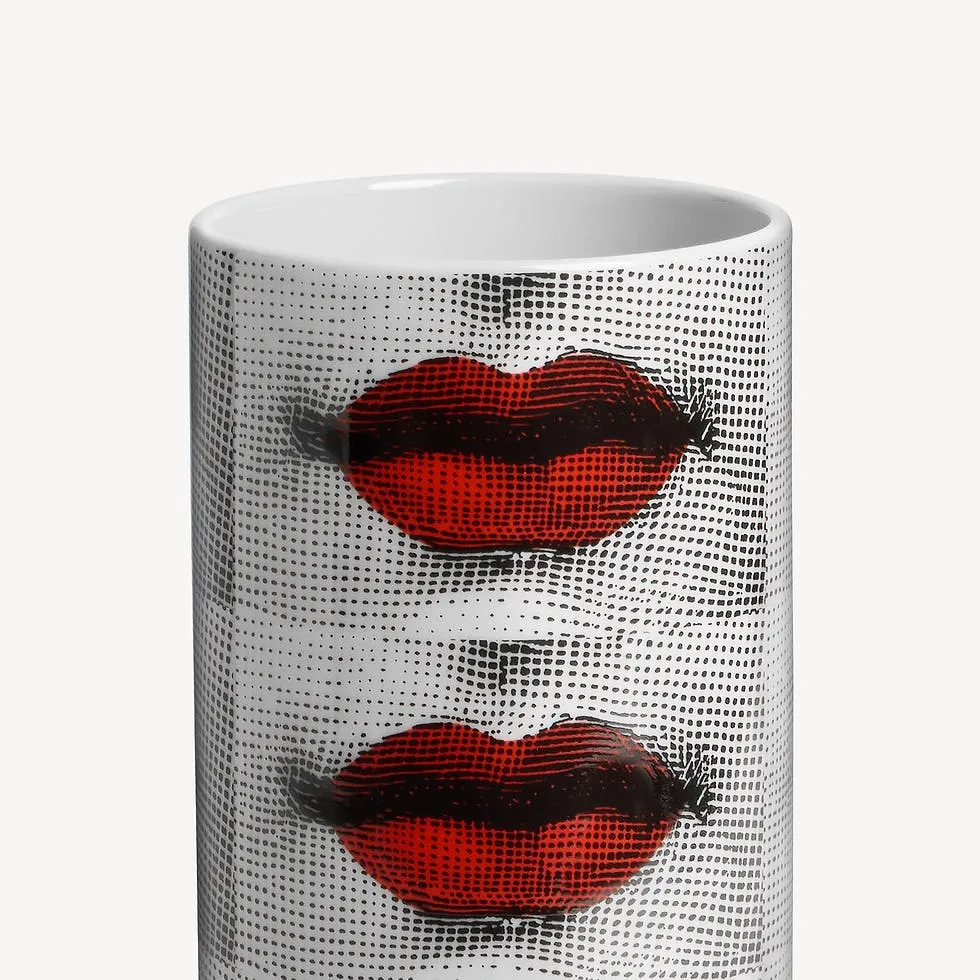 Fornasetti Vaso Piccolo Bocche Nero/Rosso/Bianco