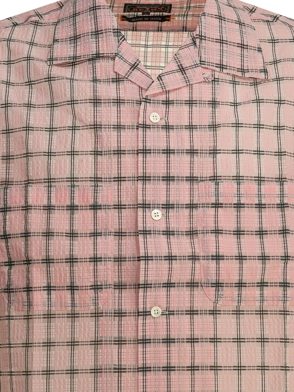Beams Plus Casual Shirt Open Collar Nylon Airy Plaid