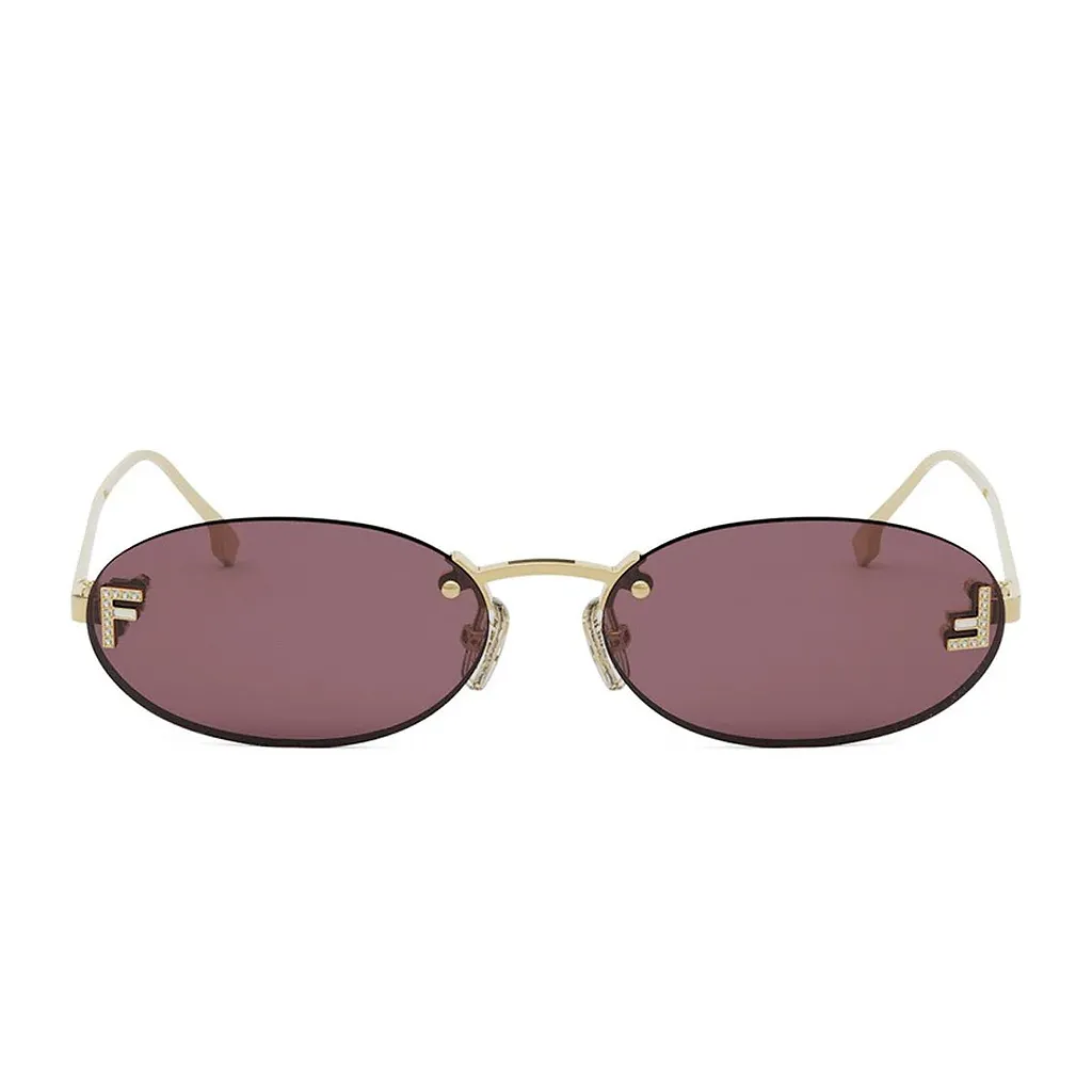 Fendi First Crystal Gold Oval Sunglasses