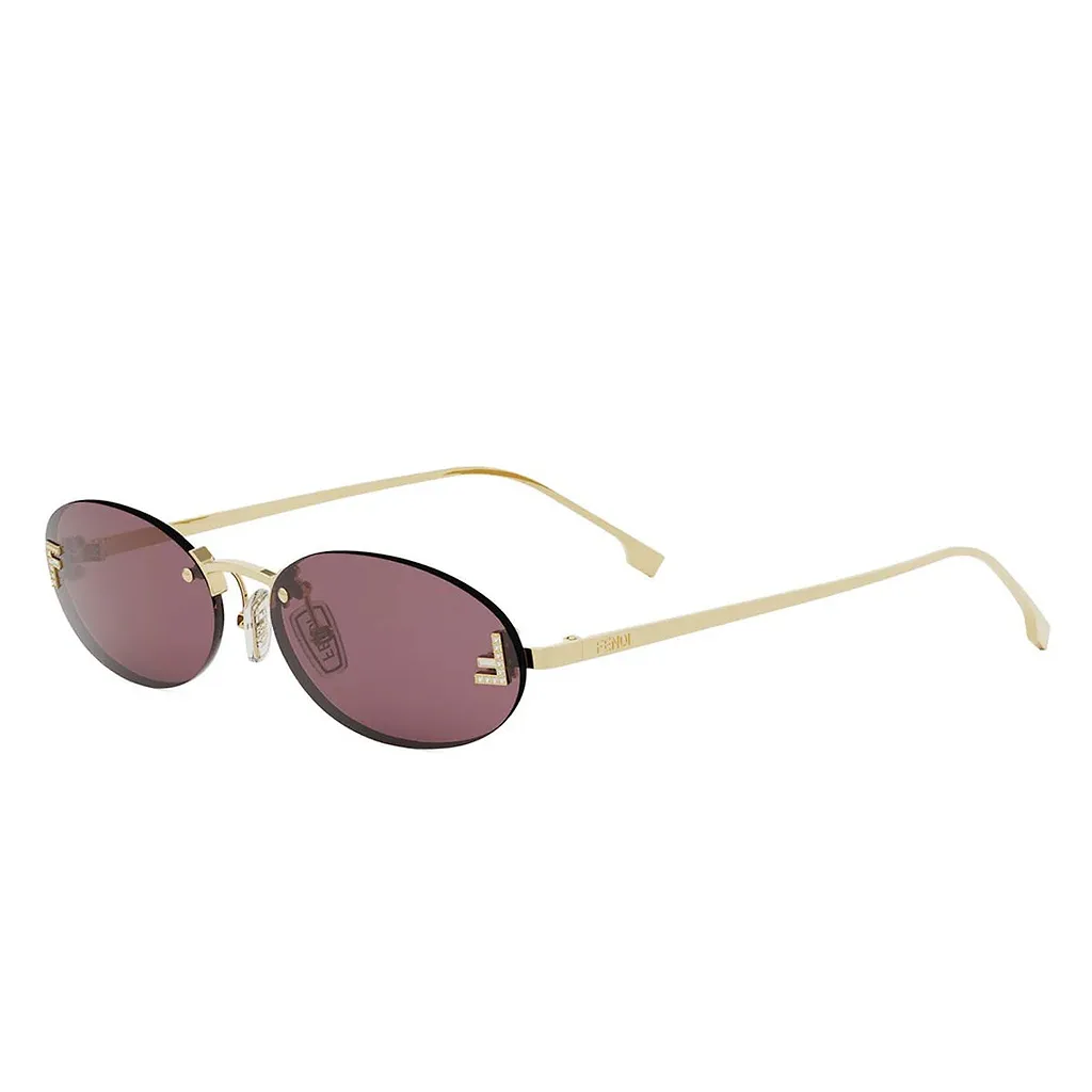 Fendi First Crystal Gold Oval Sunglasses