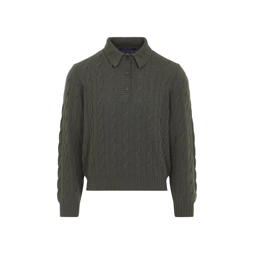 Ralph Laurent Collection Cable Knit Polo Sweater