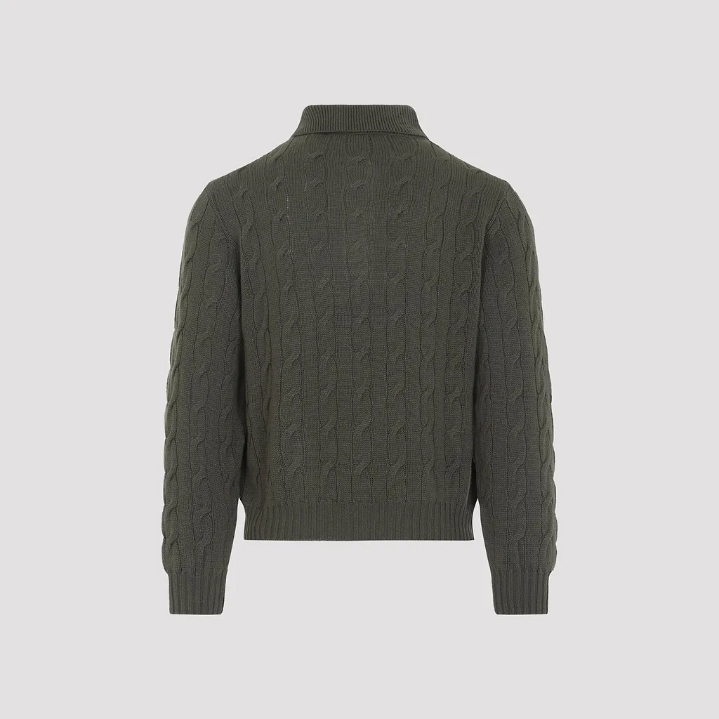 Ralph Laurent Collection Cable Knit Polo Sweater