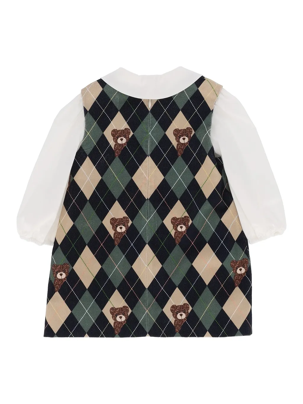 Fendi Jr Argyle Bear Print Corduroy