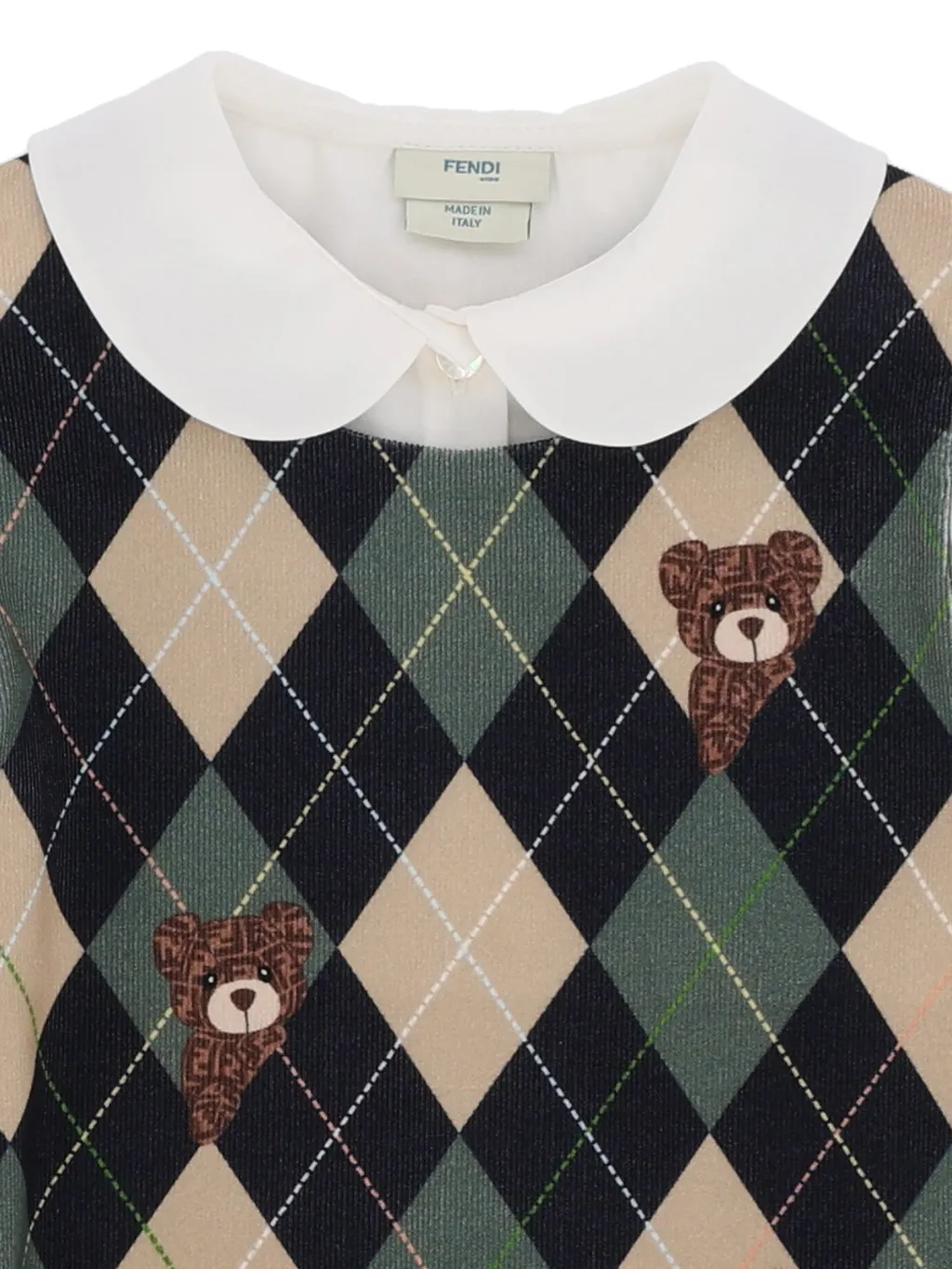 Fendi Jr Argyle Bear Print Corduroy