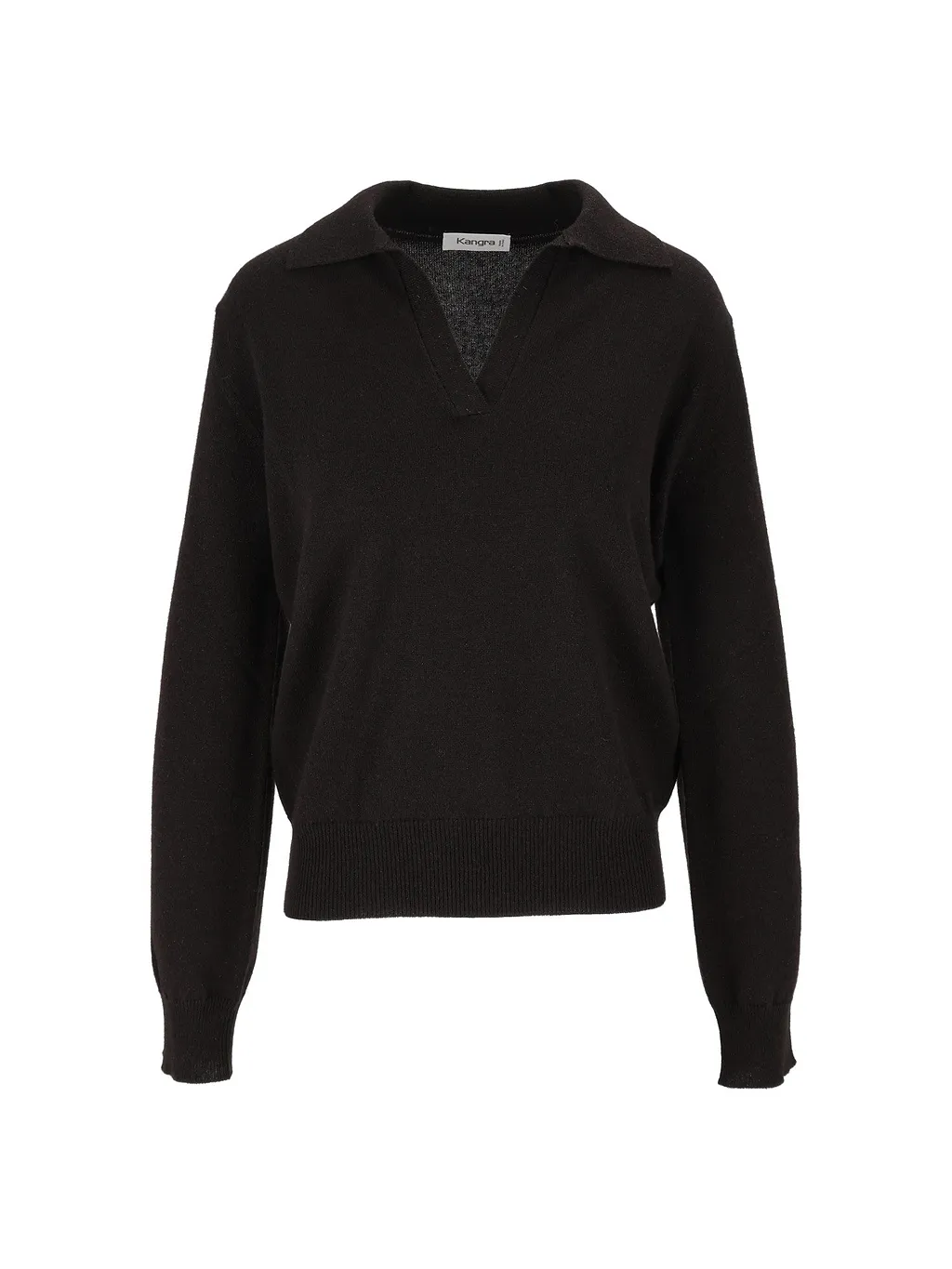 Kangra Cashmere Regular Fit Long Sle Eve Open Polo Shirt