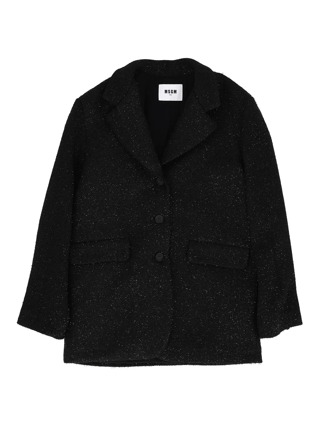 Msgm Resca Lurex Coat Jacket Girl Nero/Black