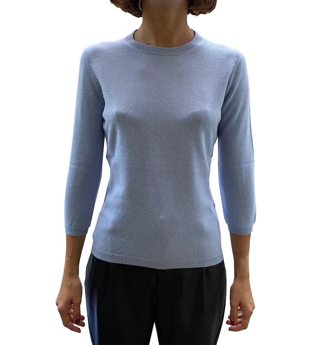 La Rose La Rose Maglia 3/4 Cashmere Azzurro