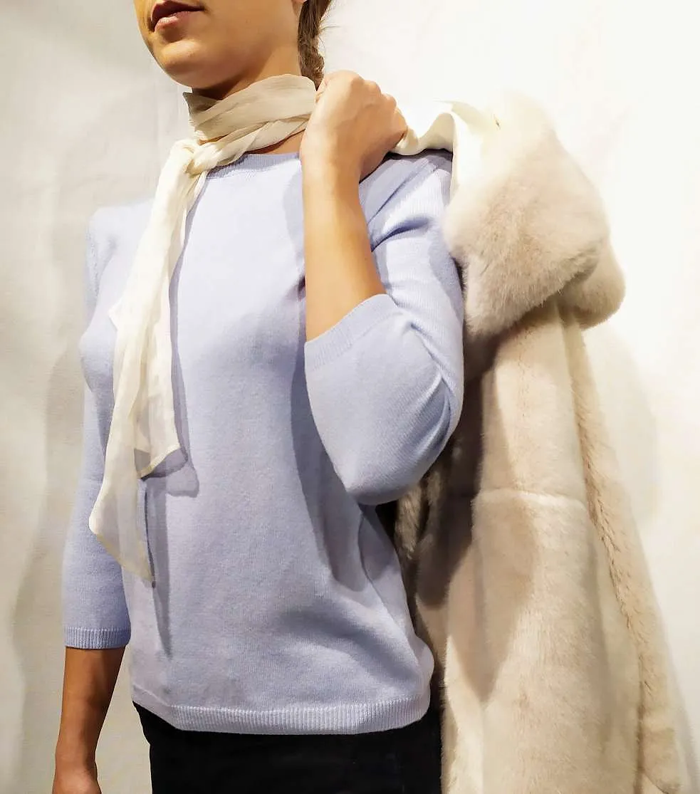 La Rose La Rose Maglia 3/4 Cashmere Azzurro
