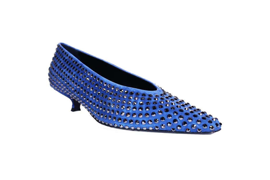 La Rose Heeled Ballerina Shoes Crystal Blue