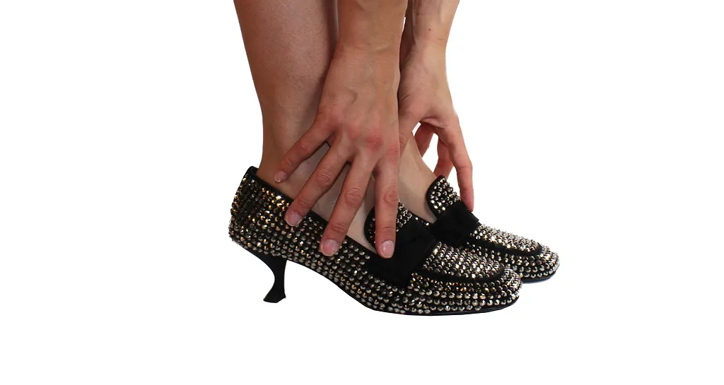 La Rose Heeled Loafers Crystal Black