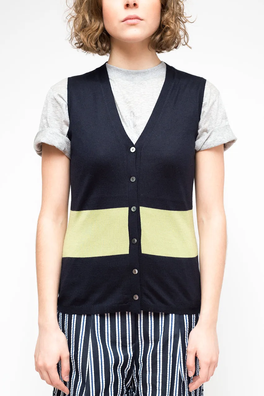La Rose La Rose Gilet Cardigan Blue+Green