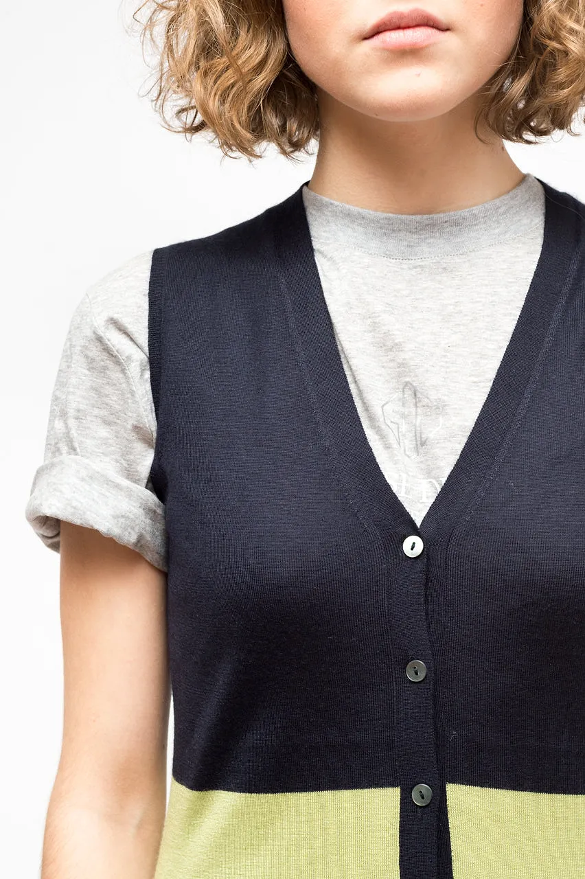 La Rose La Rose Gilet Cardigan Blue+Green
